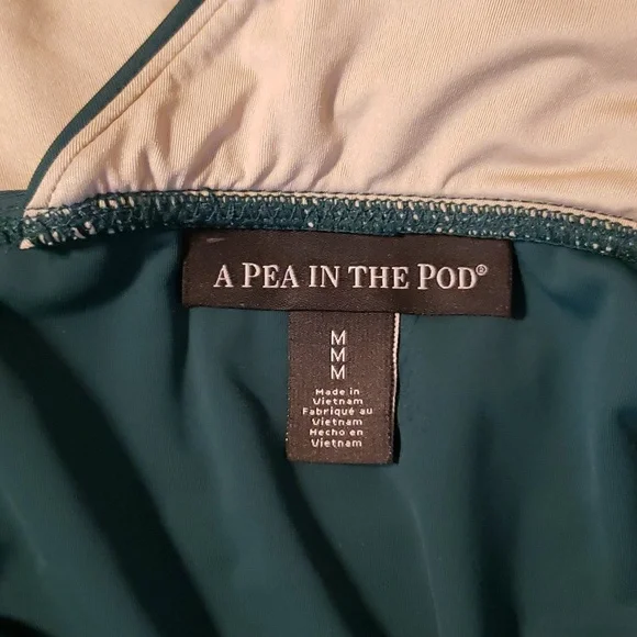 A Pea in the Pod Maternity Wrap Swimsuit Teal Green Medium - Picture 6 of 8